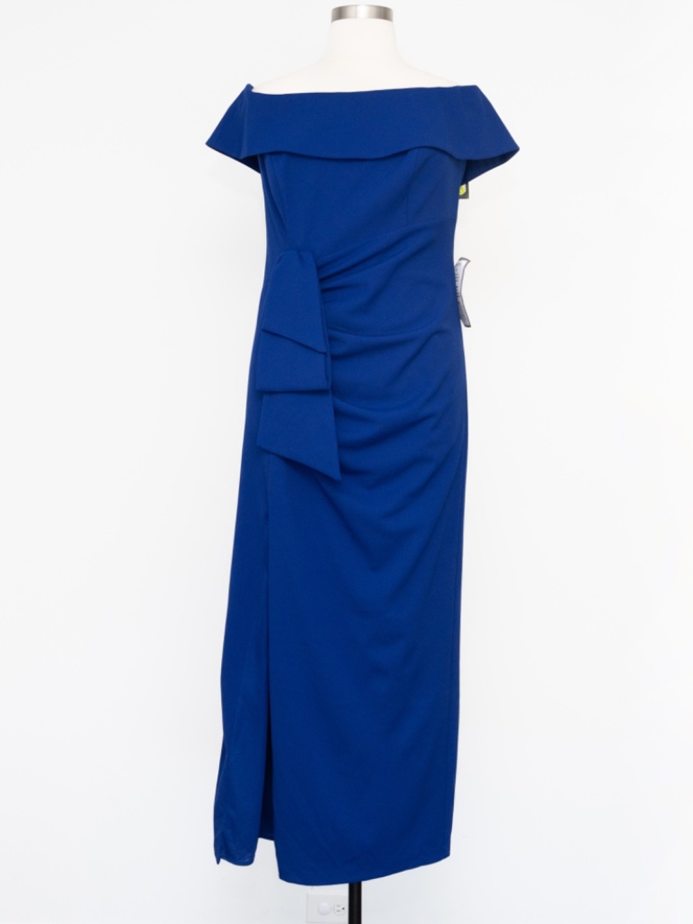XSCAPE - "Camila" Long Off the Shoulder Scuba Crepe Dress - Picture 2 of 12